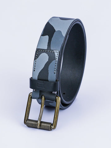 Mens Leather Belt Graphic Black