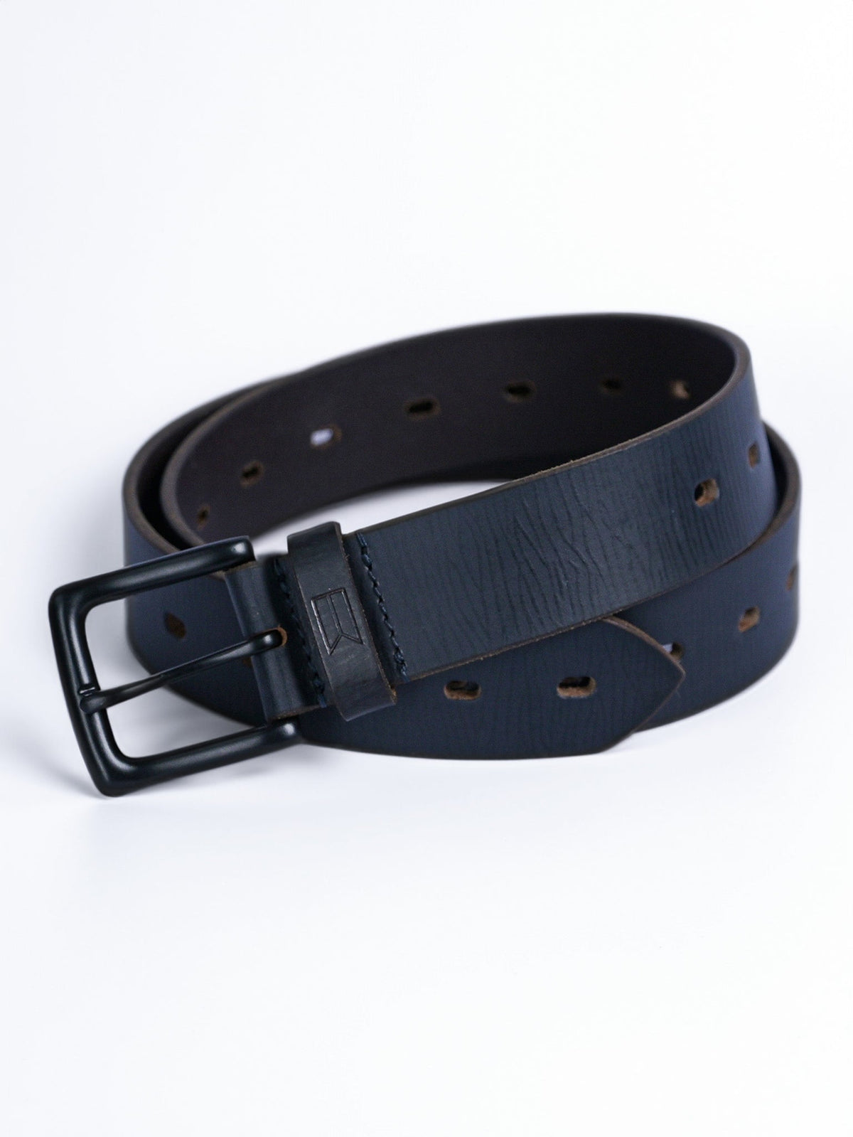 Mens Leather Belt Navy