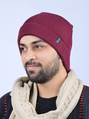 Men's Classic Solid Wine Beanie