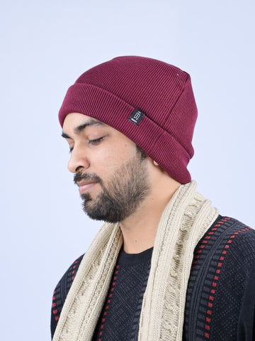 Men's Classic Solid Wine Beanie