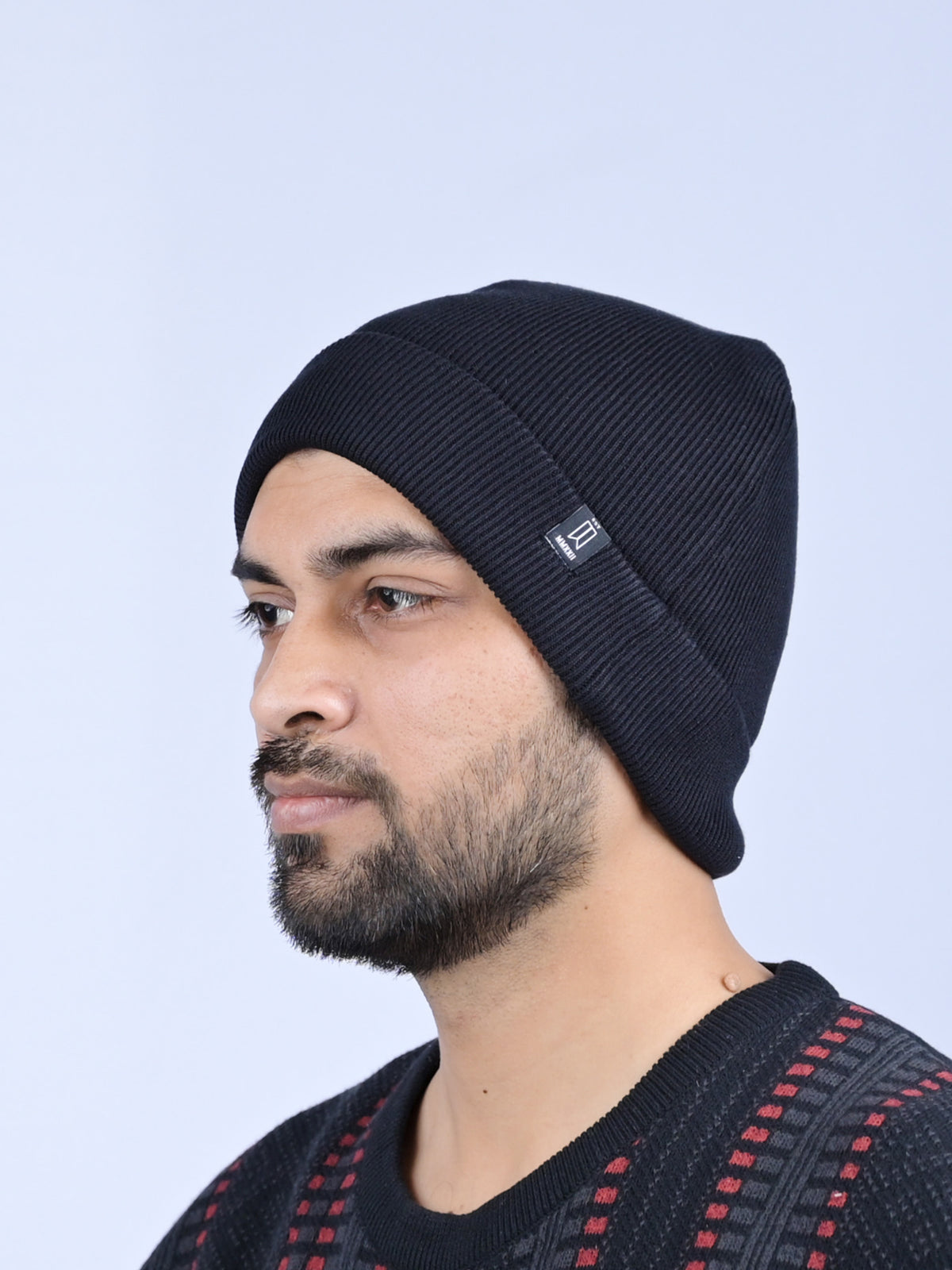 Men's Classic Solid Black Beanie