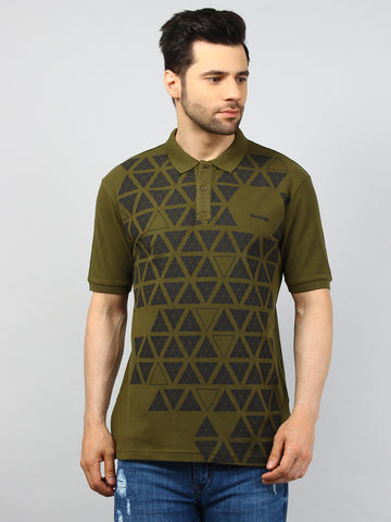 Men's Printed Cotton Premium Half Sleeves Polo T-shirt