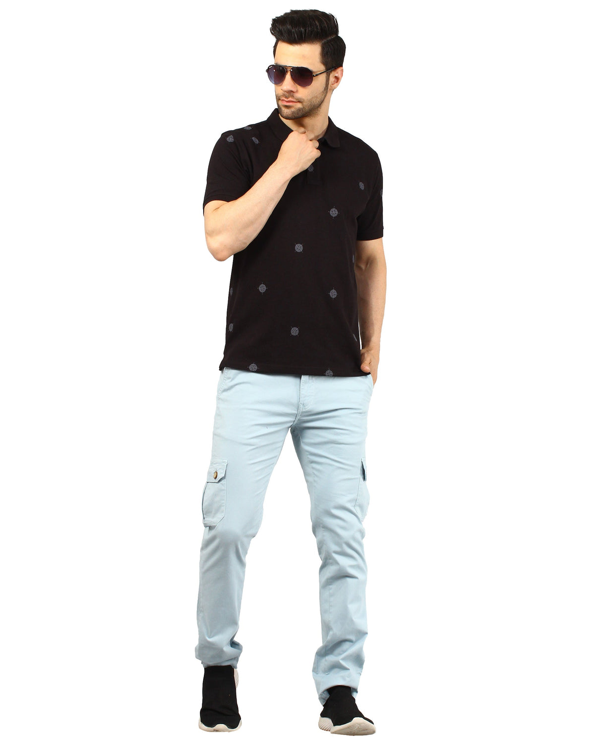 Men's Printed Cotton Premium Half Sleeves Polo T-shirt