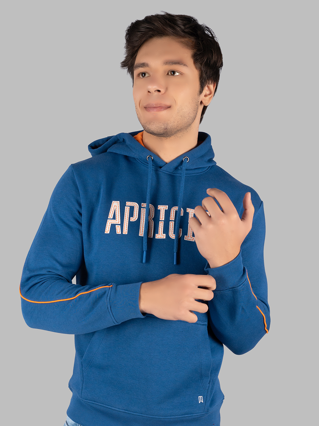 Men's Zipper Blue Hoodie Full Sleeve Cotton Sweatshirt