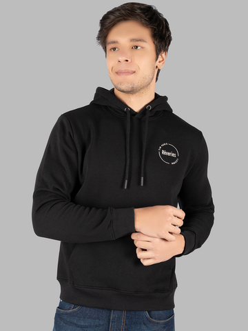 Men's Zipper Black Hoodie Full Sleeve Cotton Sweatshirt