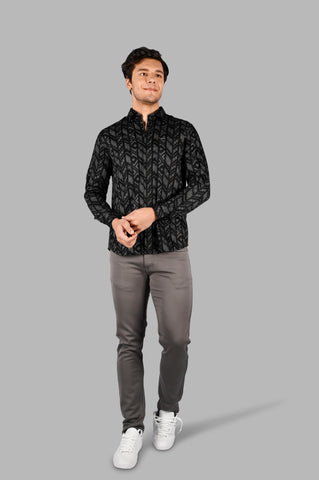 Men's Printed Cotton Shirt with Spread Collar