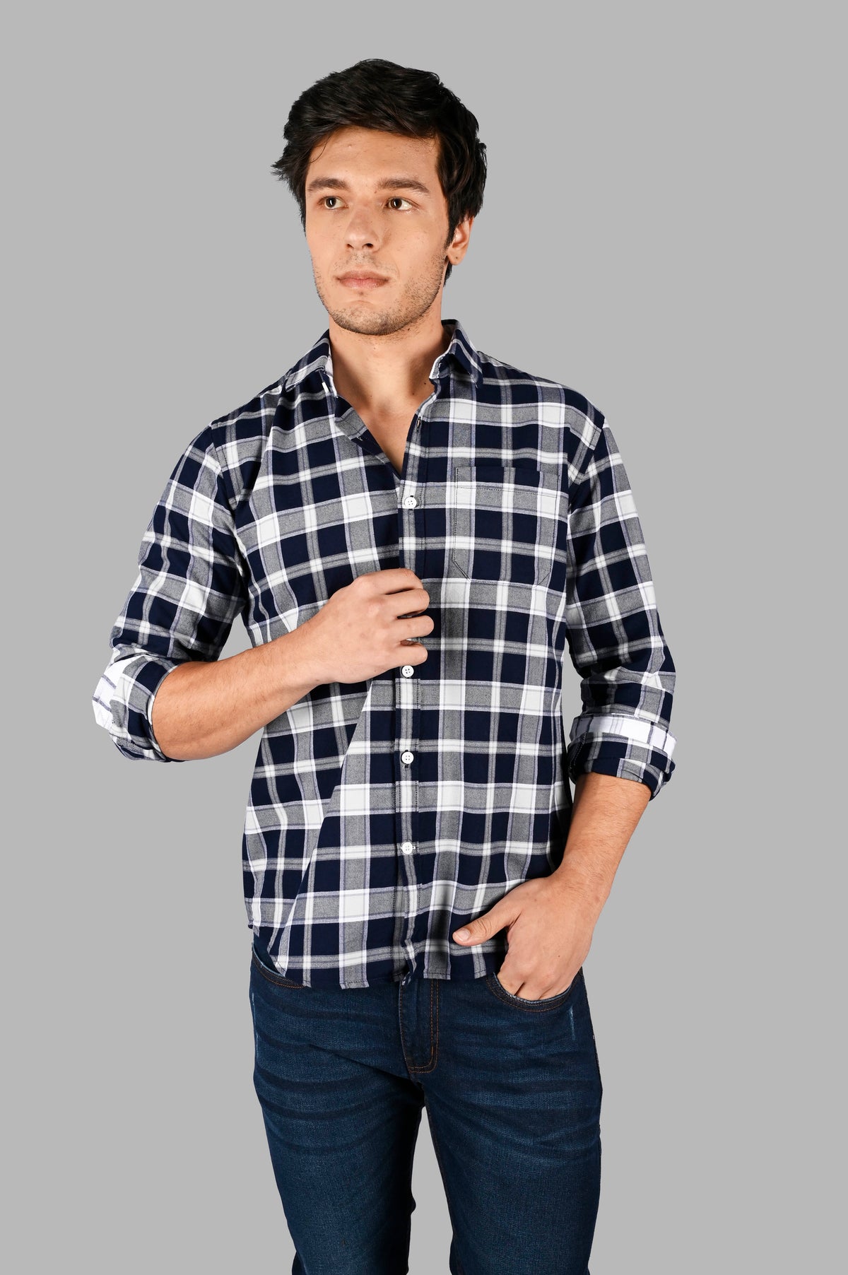 Men's Cotton Check Shirt with Pocket