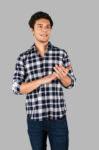 Men's Cotton Check Shirt with Pocket