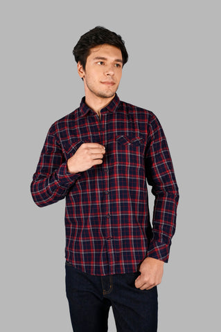 Men's Cotton Check Slim Fit Shirt with Pocket