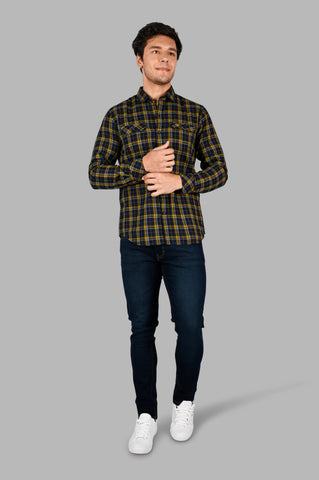 Men's Cotton Check Slim Fit Shirt with Pocket