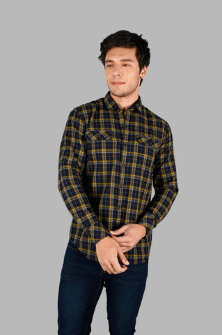 Men's Cotton Check Slim Fit Shirt with Pocket