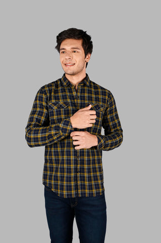 Men's Cotton Check Slim Fit Shirt with Pocket