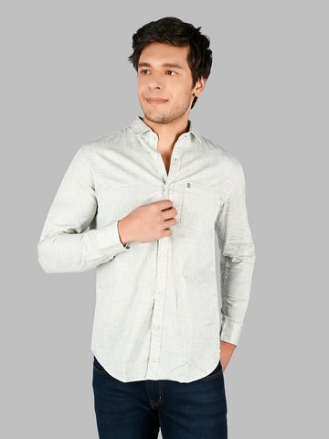 Men's Printed Cotton Casual Shirt with Spread Collar