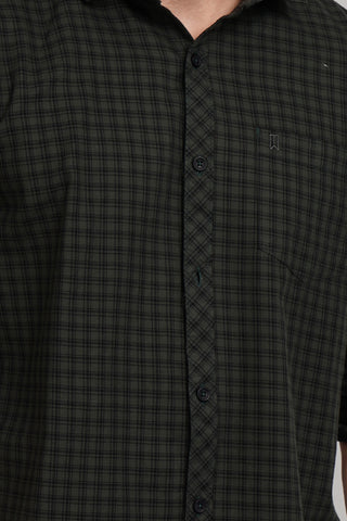 Men's Olive Green Check Shirt