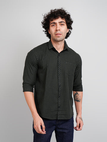 Men's Olive Green Check Shirt