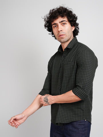 Men's Olive Green Check Shirt