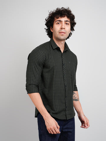 Men's Olive Green Check Shirt