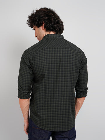Men's Olive Green Check Shirt