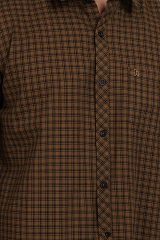 Brown Micro Checked Shirt