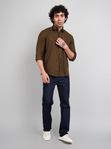 Brown Micro Checked Shirt