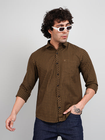 Brown Micro Checked Shirt