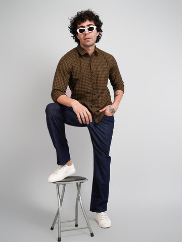 Brown Micro Checked Shirt