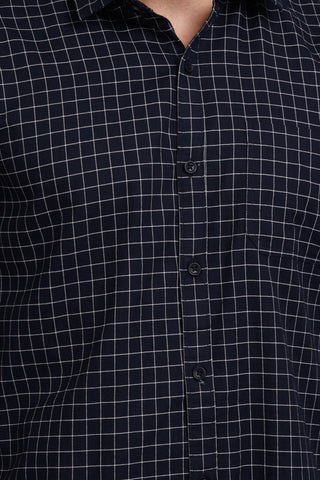 Men's Navy Blue Check Shirt