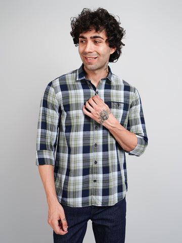 Green checks shirts for men