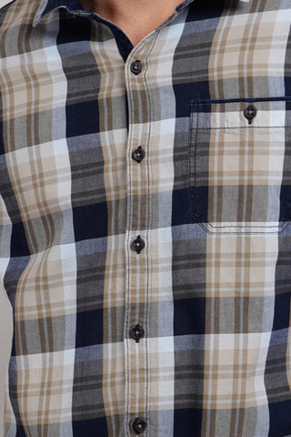 Beige checks shirts for men