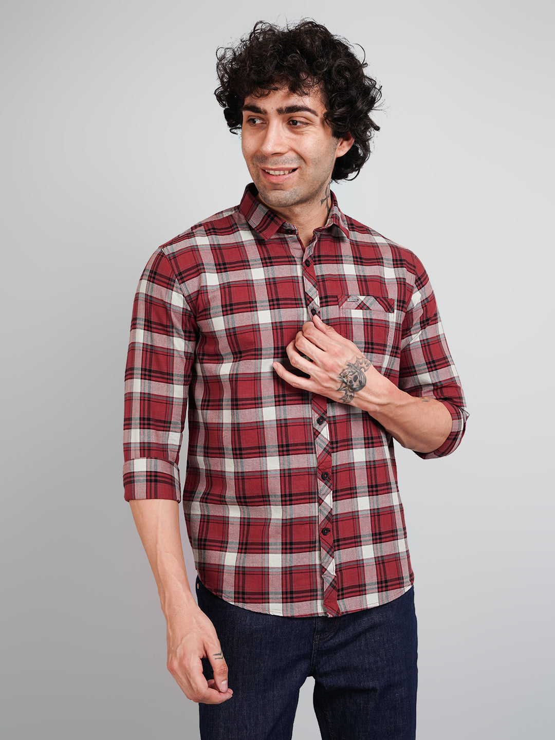 Maroon Check Shirt