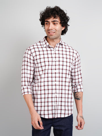 Men's White Check Shirt