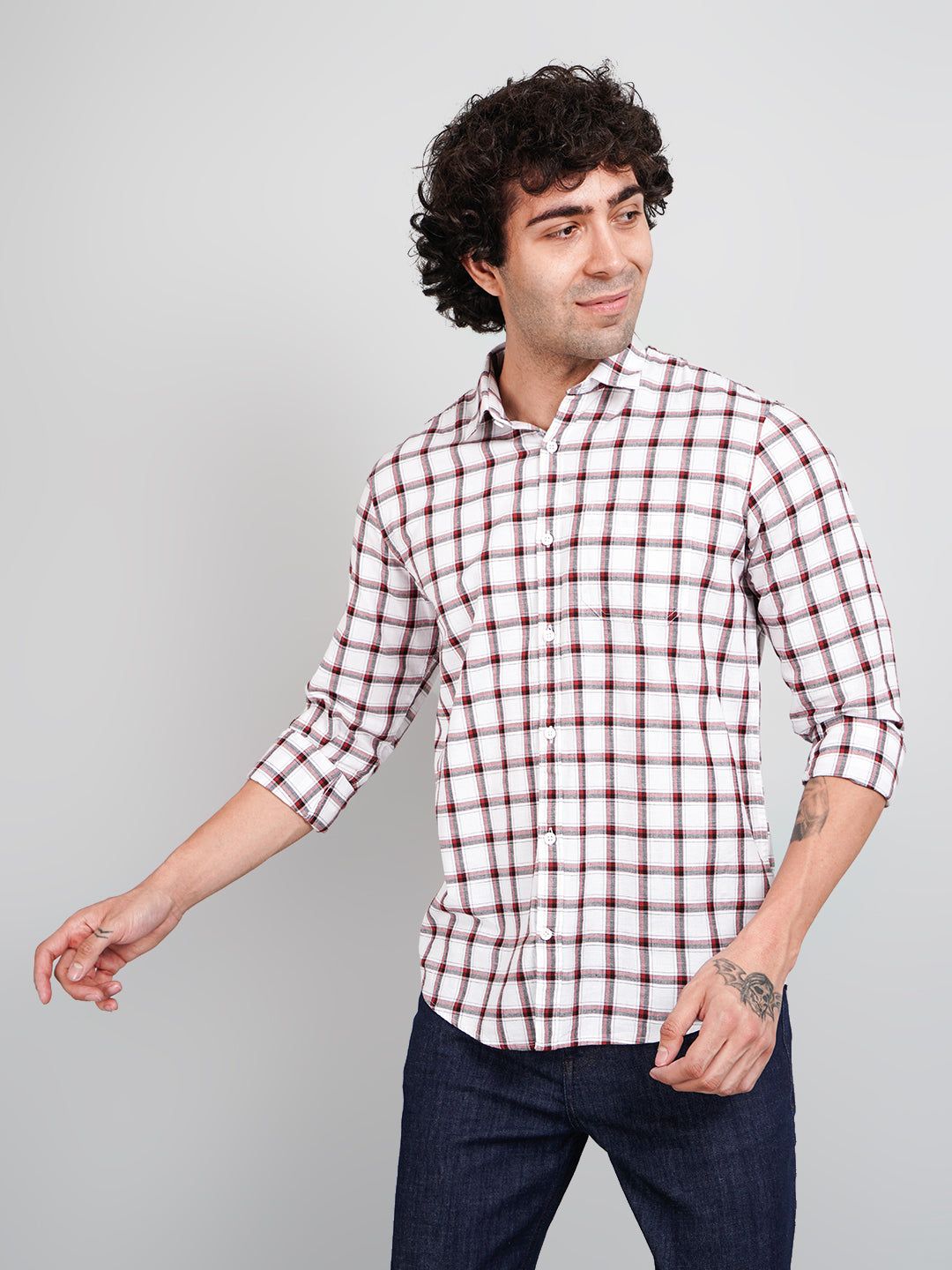 Men's White Check Shirt