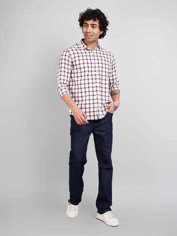 Men's White Check Shirt