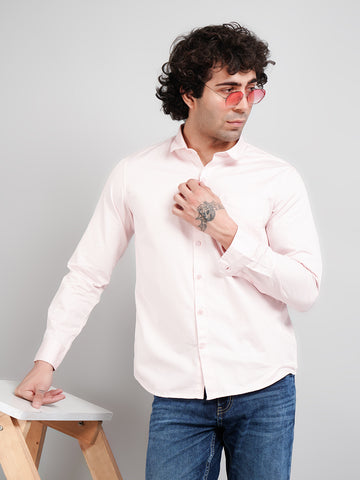 Pink Solid Shirt for Men