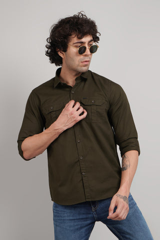 Solid Olive Green Men's Shirt