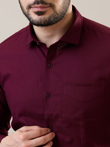 Burgundy Solid Formal Shirt