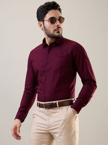 Burgundy Solid Formal Shirt