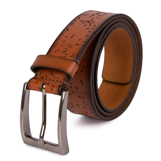 Tan Textured Leather Belt for men