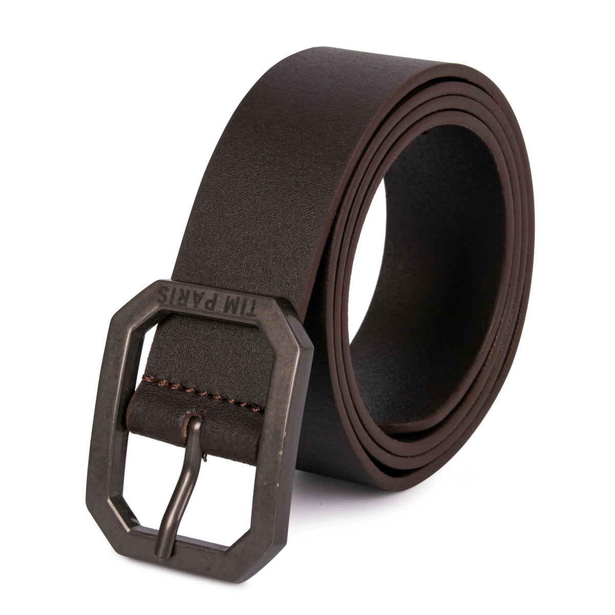 Solid Dark Brown Leather Belt for men