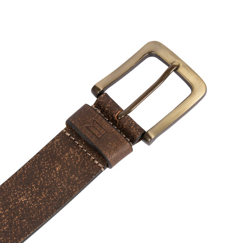 Solid Brown Textured Leather Belt for men