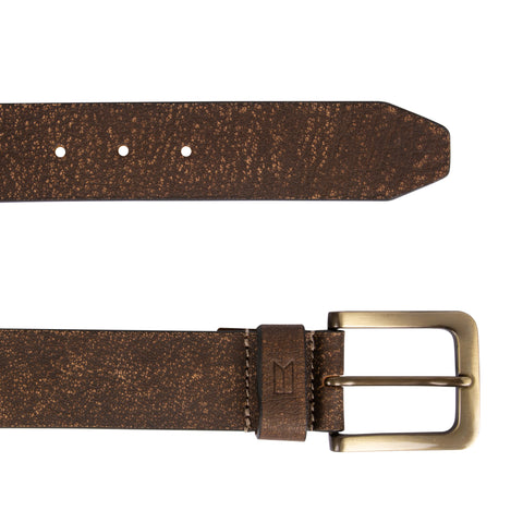 Solid Brown Textured Leather Belt for men