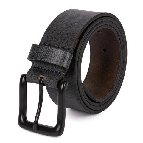 Genuine Black Textured Leather Belt for men
